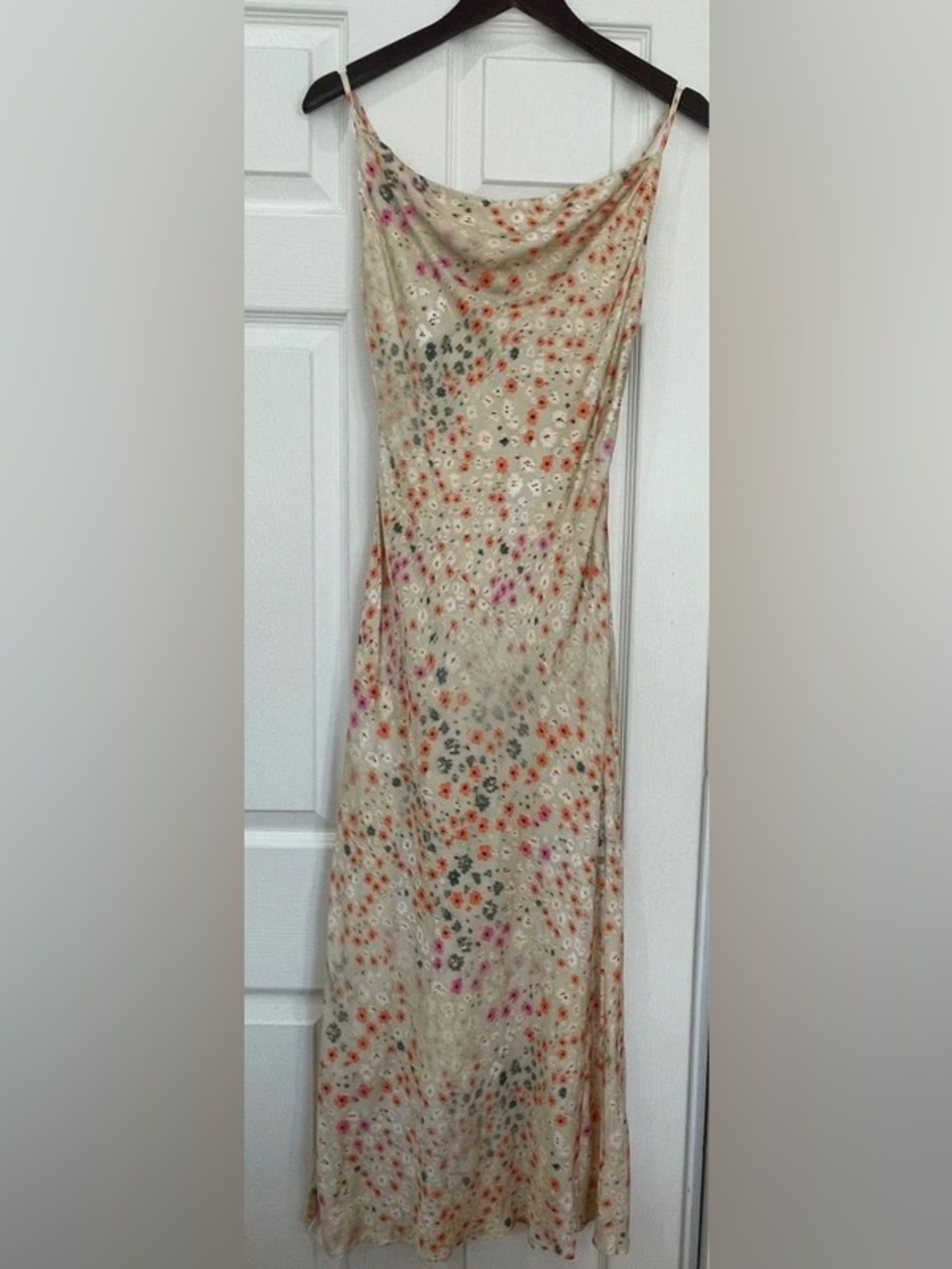 Floral Cowl Neck Satin Slip Midi Dress XS - Picture 6 of 7